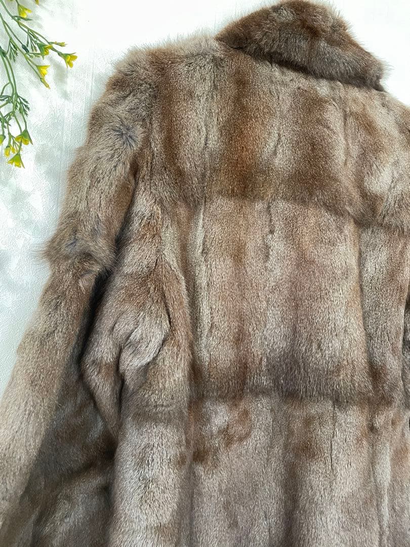 美品　孔雀 PEACOCK FEATHER ミンク　毛皮　コート　ブラウン