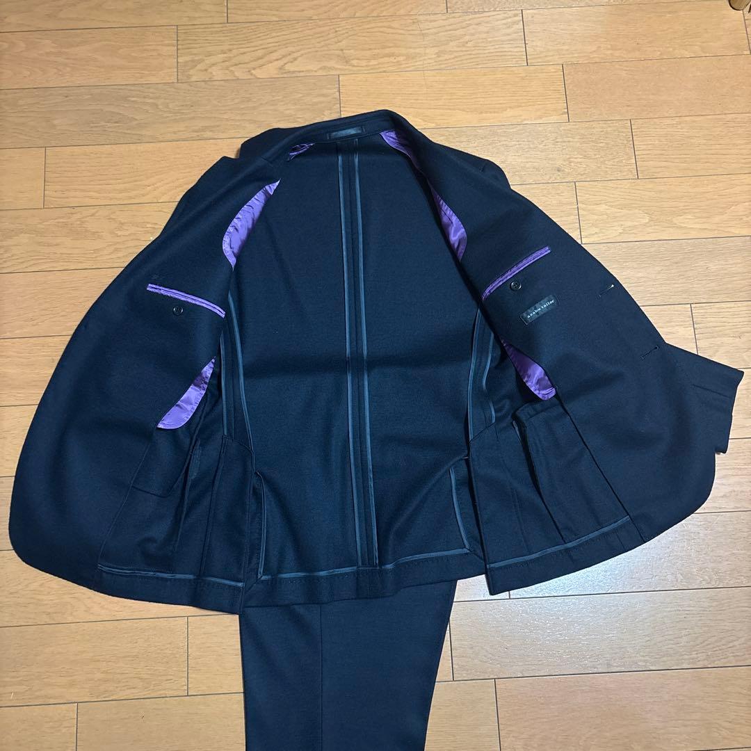 本日限定価格azabutailorネイビービジネススーツ(ジャージスーツ)