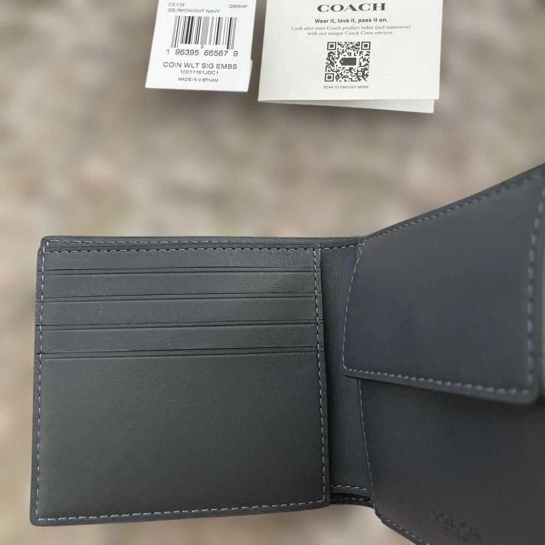 新品未使用　55,000円　COACH ミッドナイトネイビー 二つ折り財布