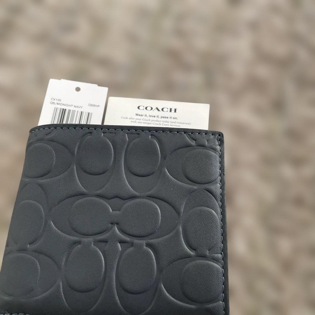 新品未使用　55,000円　COACH ミッドナイトネイビー 二つ折り財布