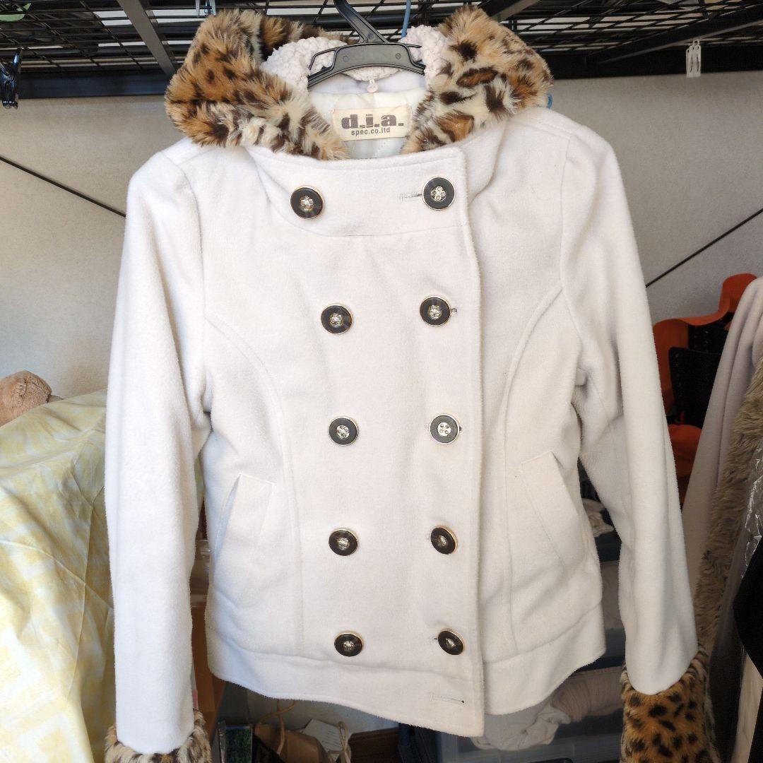 元祖【d.i.a.】 ホワイト レオパード柄ファー　ジャケット