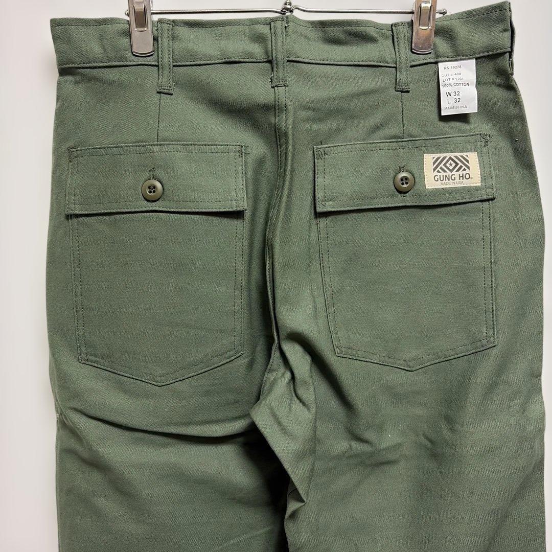 【未使用USA製】旧タグGUNG HOベイカーパンツ　バックサテンW32L32