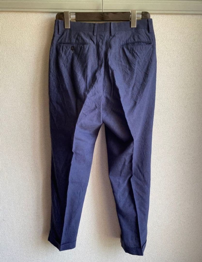 COMOLI/リネンウール2タックパンツ/ネイビー/2