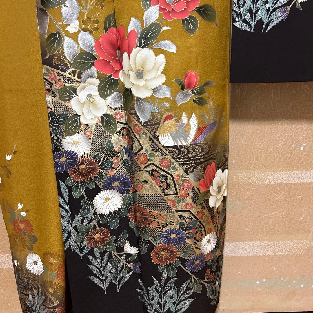 正絹 振袖 長襦袢 セット 辛子色　成人式