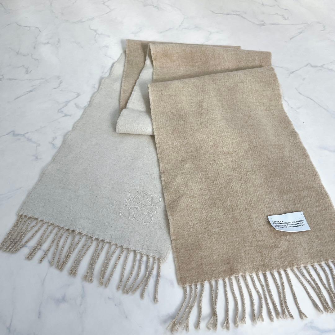 LOEWE ロエベ ウール カシミヤ マフラー バイカラー アナグラム 刺繍