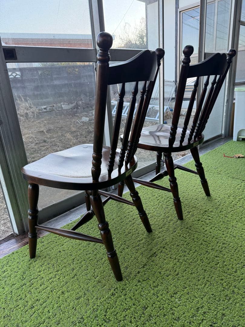 北海道民芸家具 ウィンザーチェア 2脚　無垢材 ダイニングチェア ビンテージ