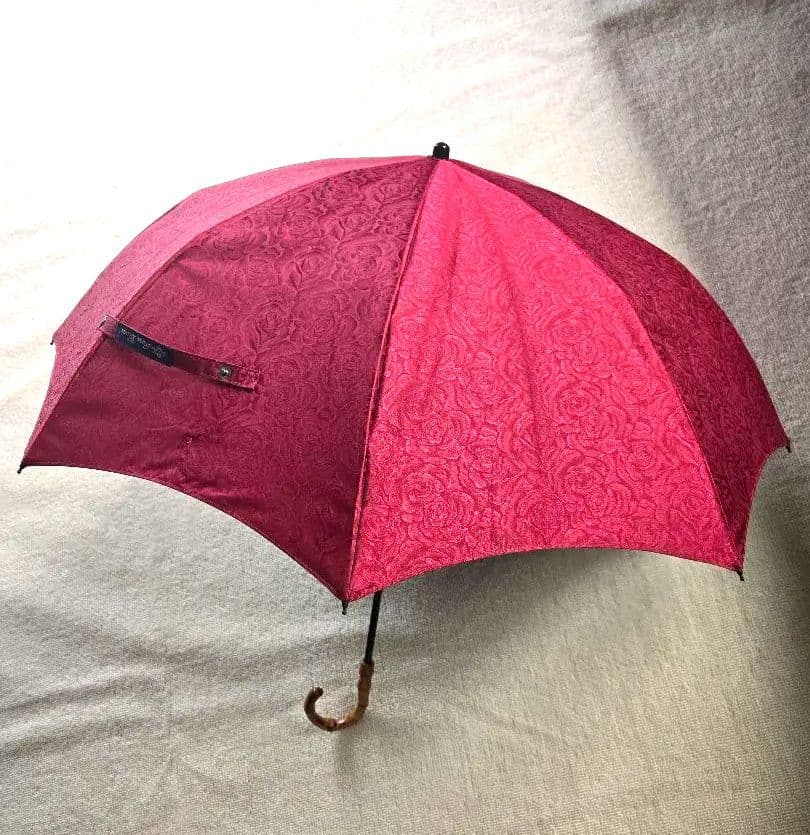 芦屋ロサブラン　2段折日傘　ローズ　曲がり竹手元　RoseBlanc