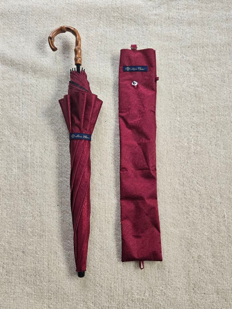 芦屋ロサブラン　2段折日傘　ローズ　曲がり竹手元　RoseBlanc