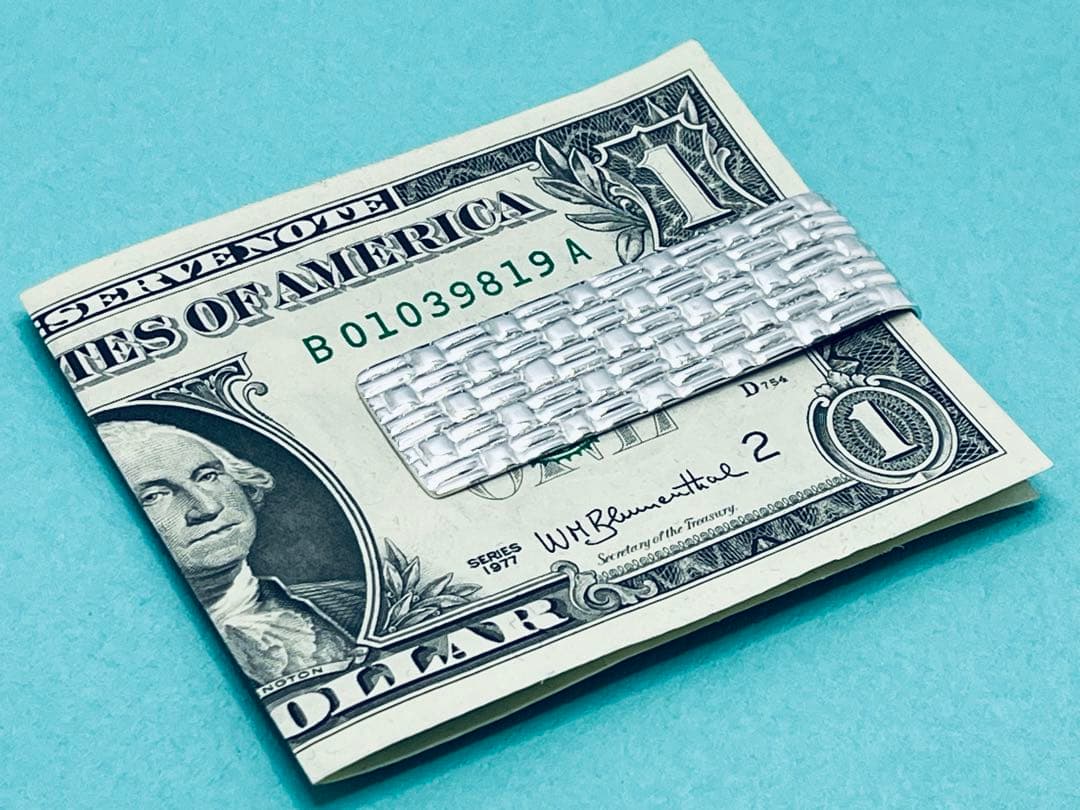 h891 希少　美品　ティファニー　メーカーズ　クロコ　マネークリップ　925