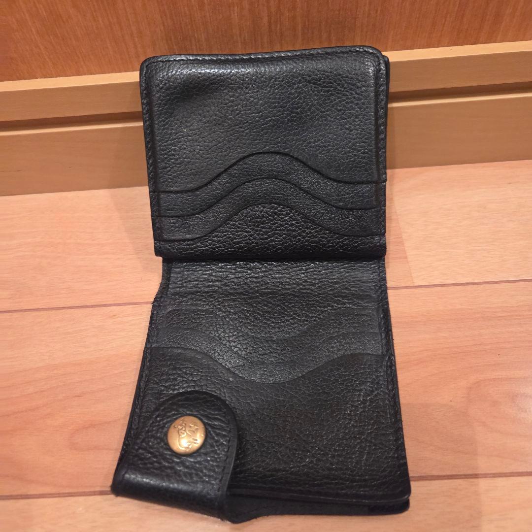 希少 イルビゾンテ 二つ折り財布 黒 レザー 金ボタン 多機能 大人気