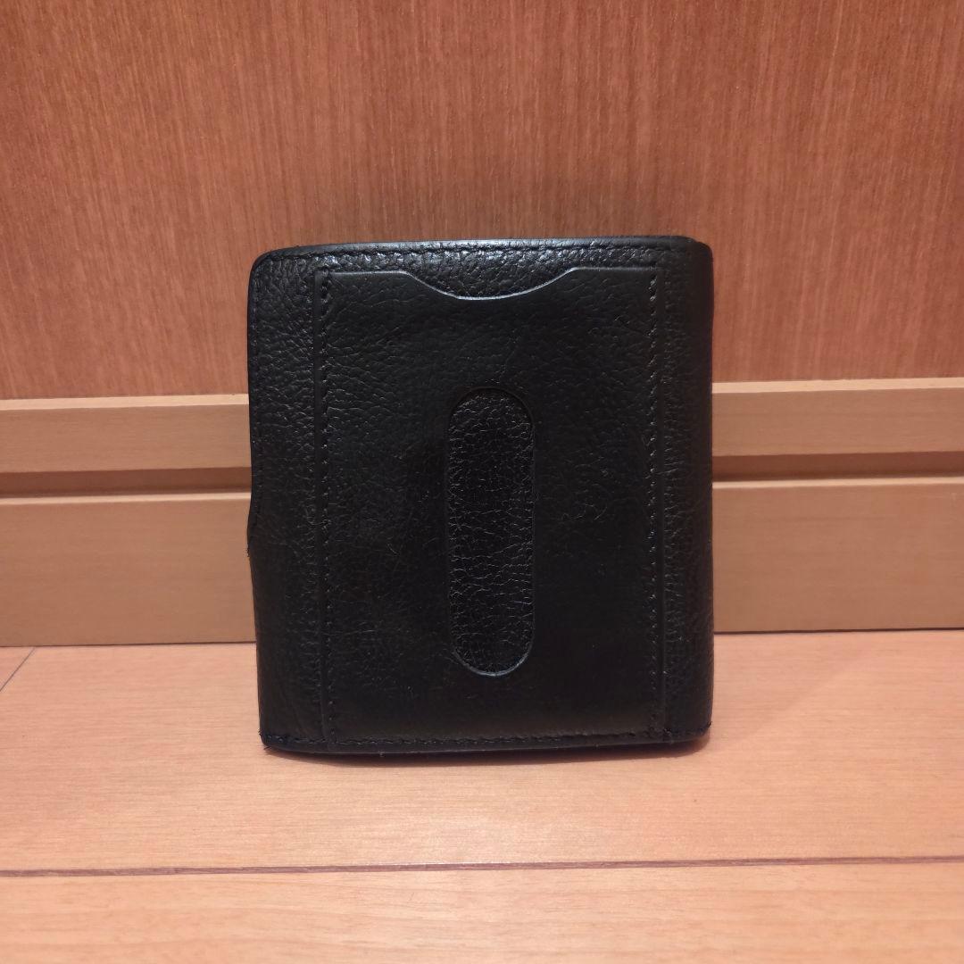 希少 イルビゾンテ 二つ折り財布 黒 レザー 金ボタン 多機能 大人気