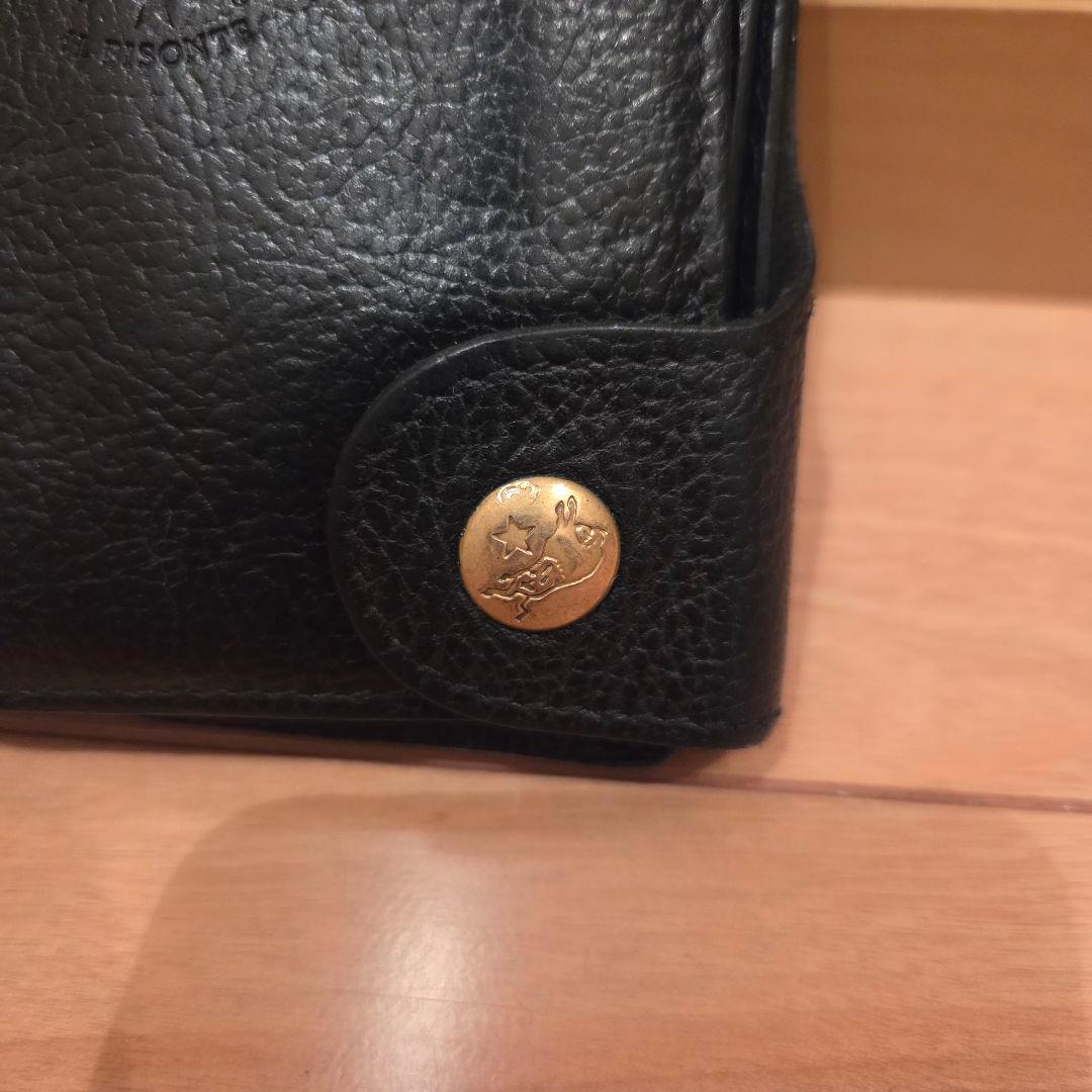 希少 イルビゾンテ 二つ折り財布 黒 レザー 金ボタン 多機能 大人気