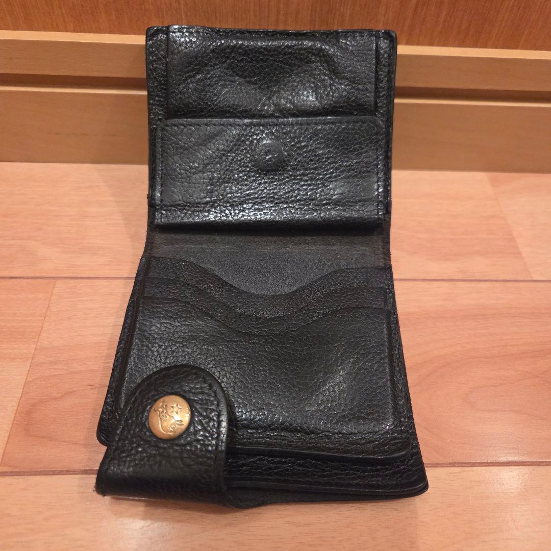 希少 イルビゾンテ 二つ折り財布 黒 レザー 金ボタン 多機能 大人気