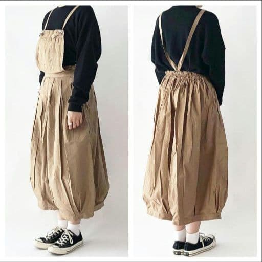 HARVESTY　新品　サーカスエプロン　サロペットキュロット　ベージュ　日本製