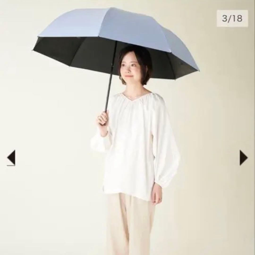 サンバリア100 折りたたみ日傘 2段折 大判 フロスト ブルー