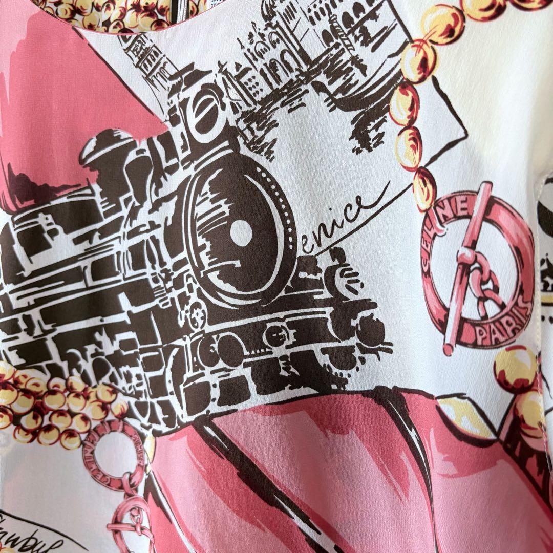 新品✨セリーヌ 00年代 希少ヴィンテージ ブラウス 総柄 シルク スカーフ柄