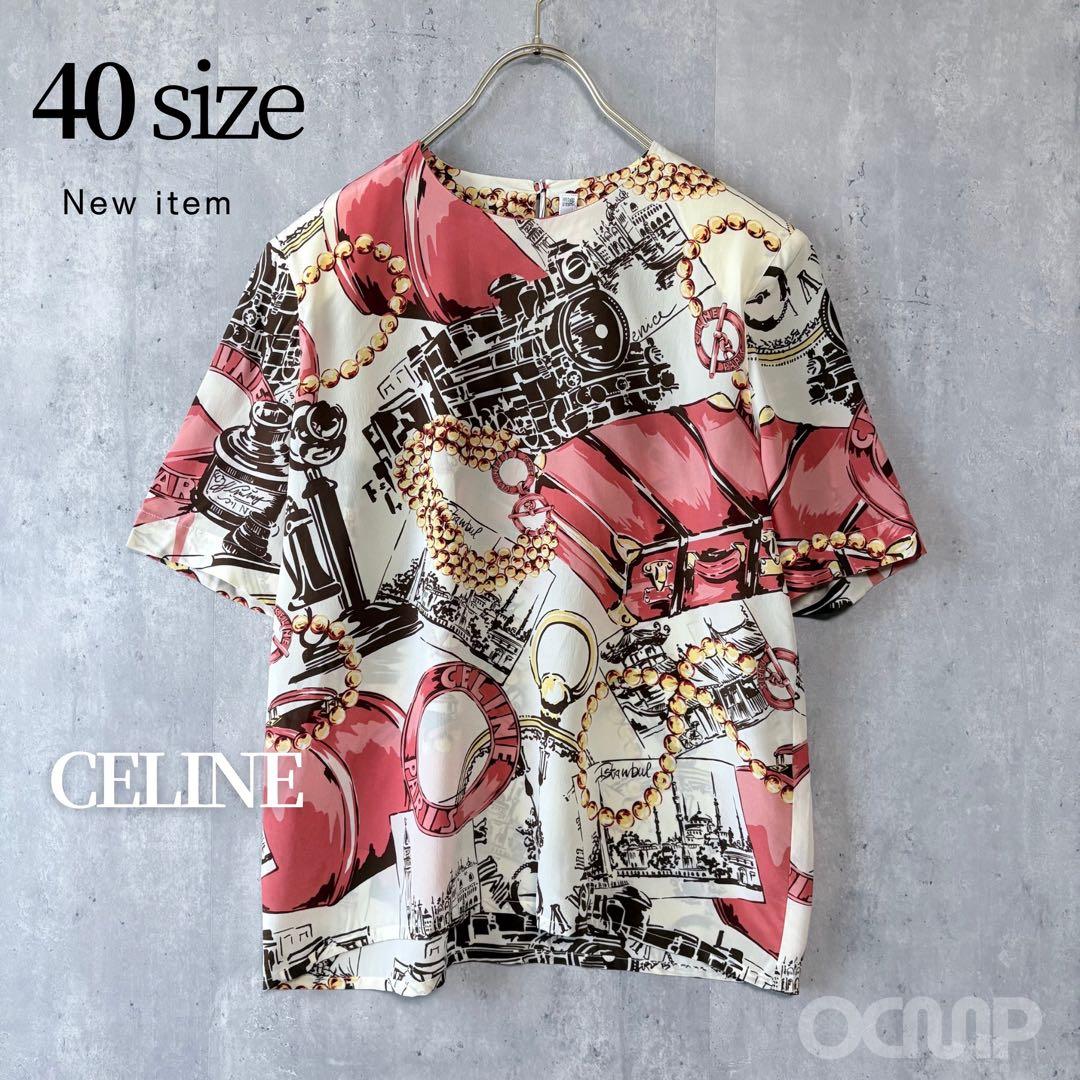 新品✨セリーヌ 00年代 希少ヴィンテージ ブラウス 総柄 シルク スカーフ柄