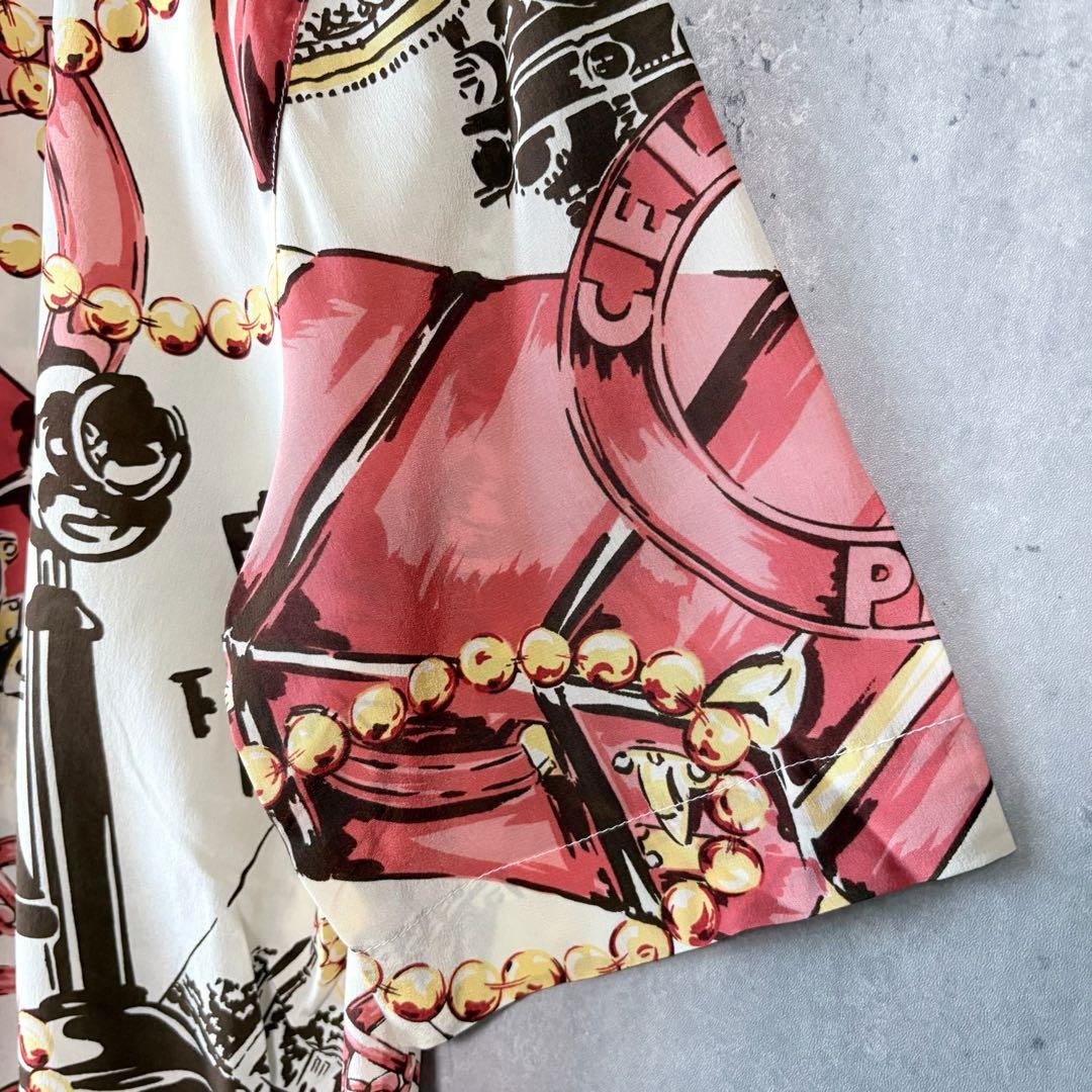 新品✨セリーヌ 00年代 希少ヴィンテージ ブラウス 総柄 シルク スカーフ柄