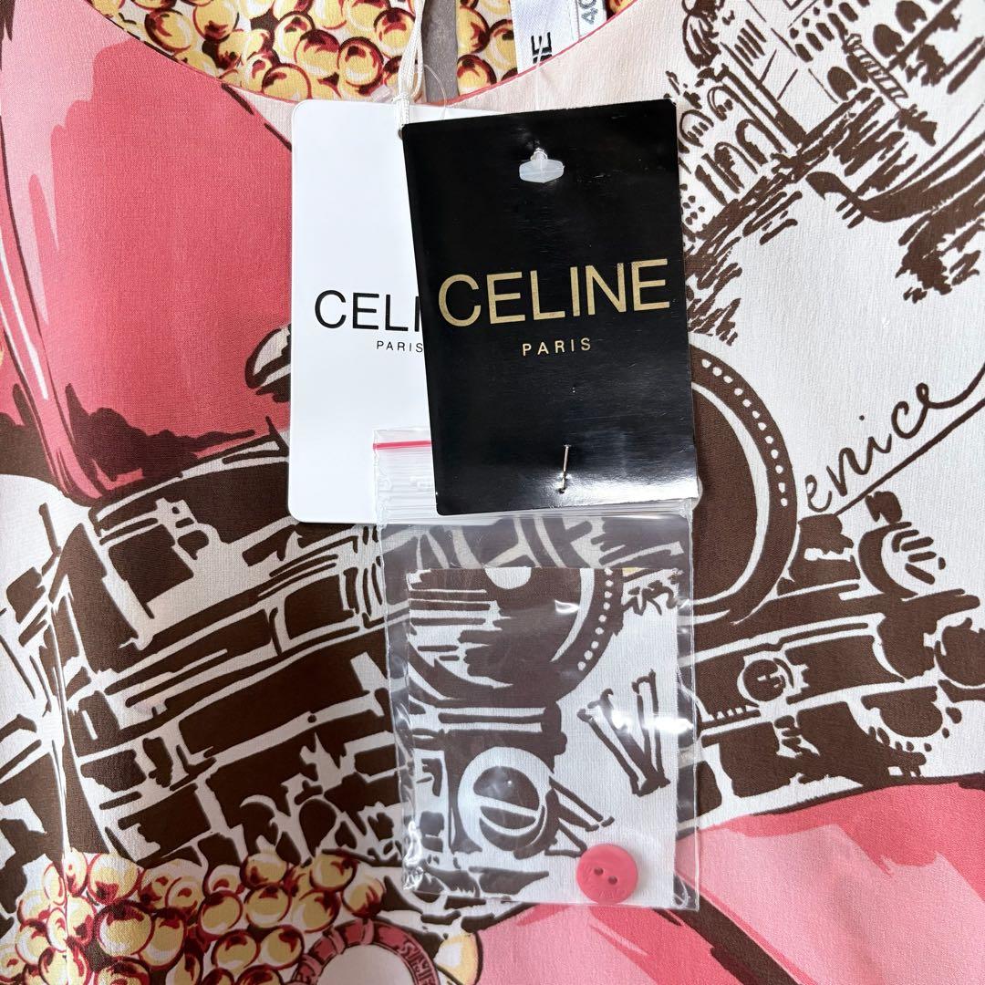 新品✨セリーヌ 00年代 希少ヴィンテージ ブラウス 総柄 シルク スカーフ柄