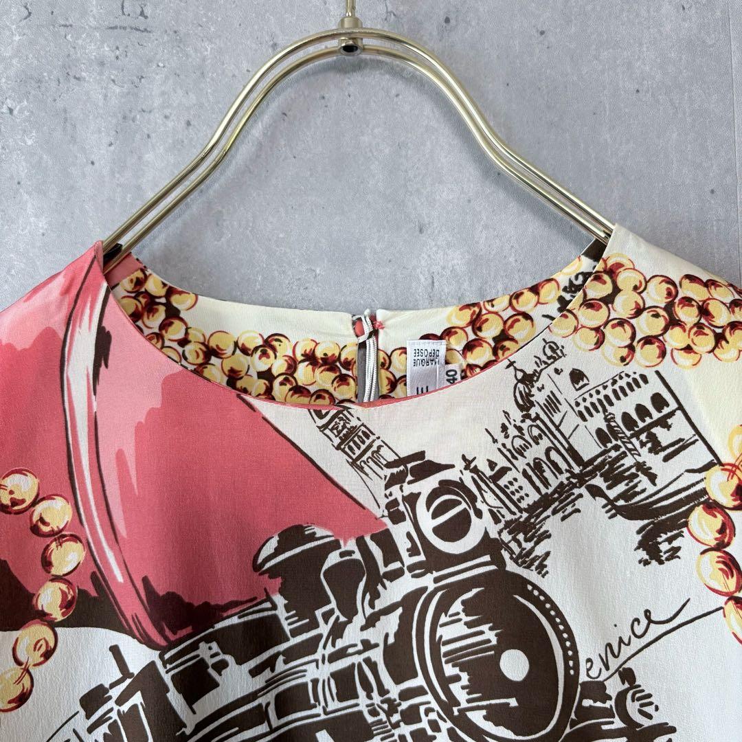 新品✨セリーヌ 00年代 希少ヴィンテージ ブラウス 総柄 シルク スカーフ柄