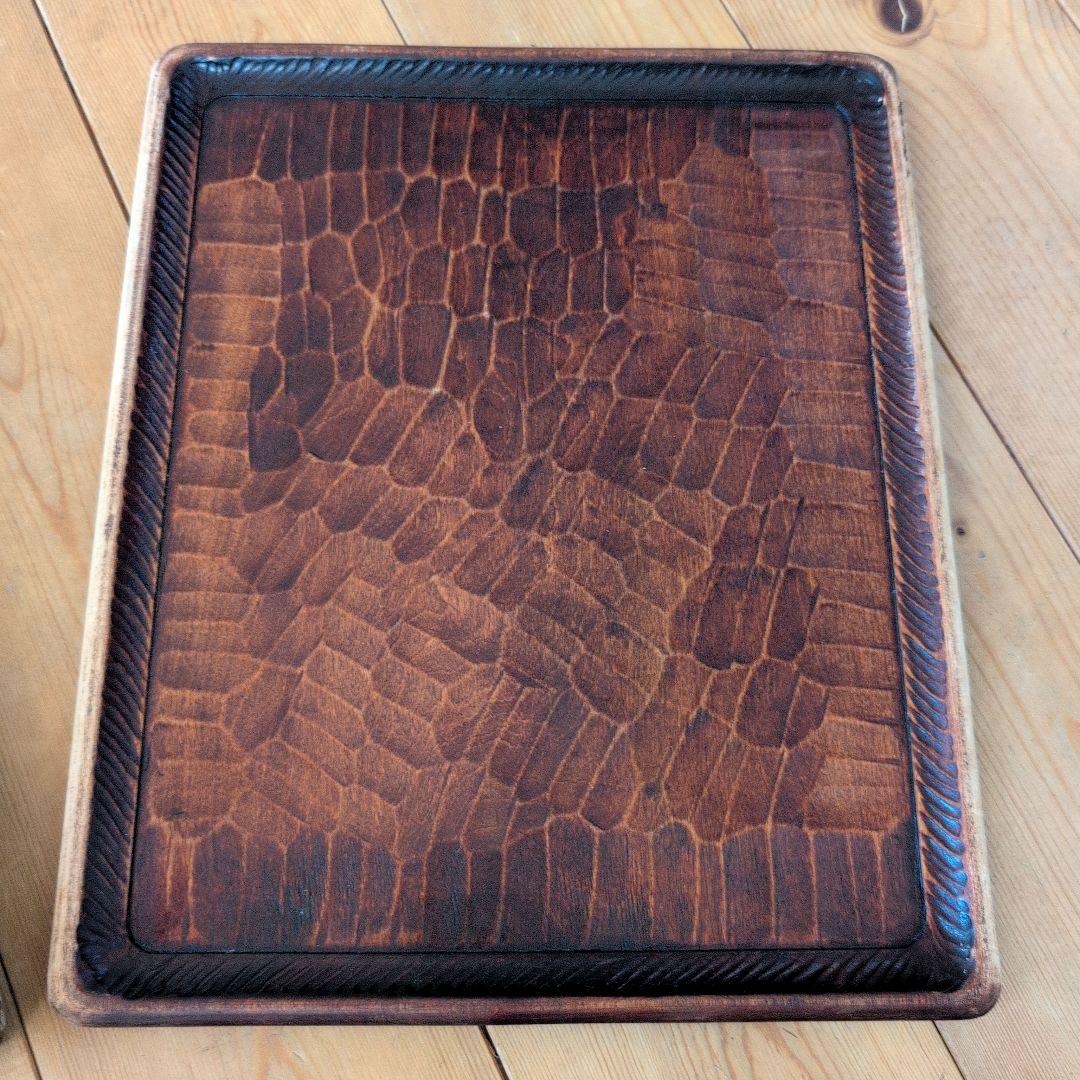 【専用】アンティーク　カフェトレイ　彫刻模様　木製プレート 20枚セット