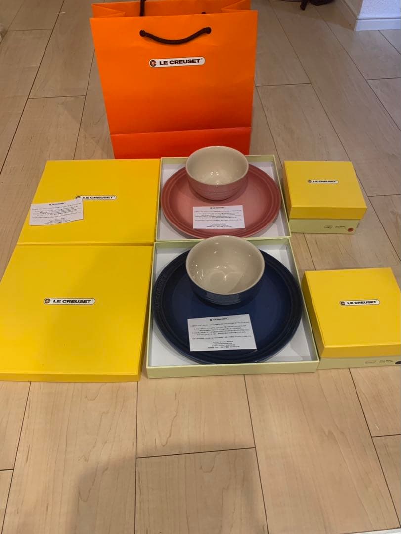 LE CREUSET ライスボウル ピンク・ブルー 皿 セット