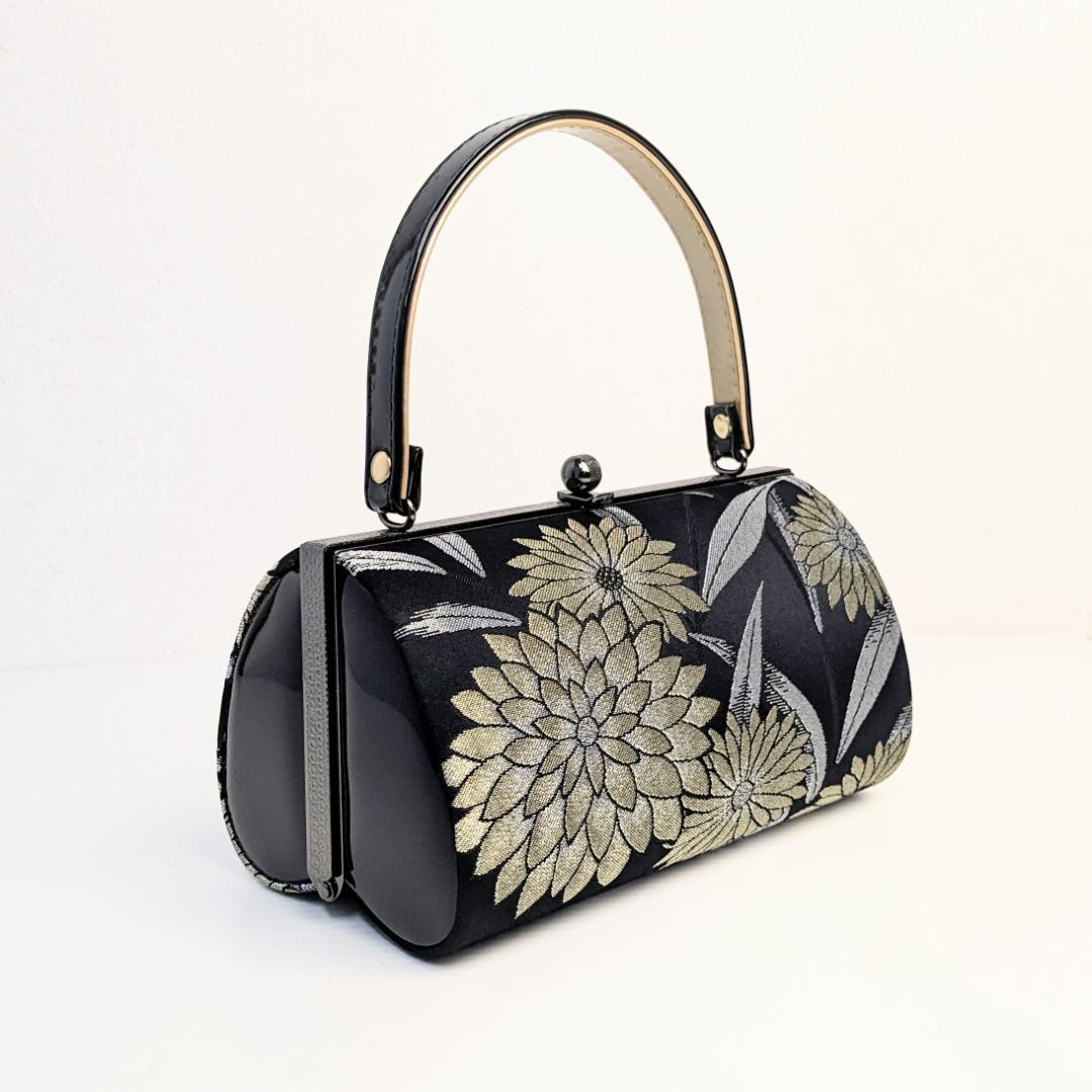 和装 草履バッグセット 帯地 黒×金 3枚芯 フリーサイズ k19-3