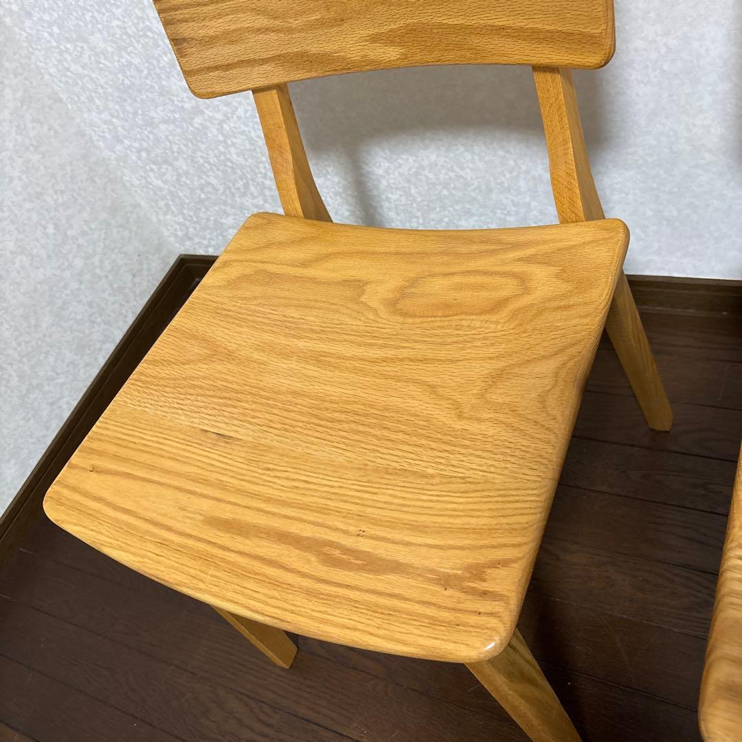 【良品】アサヒ木工 ダイニングチェア ２脚セット オーク材