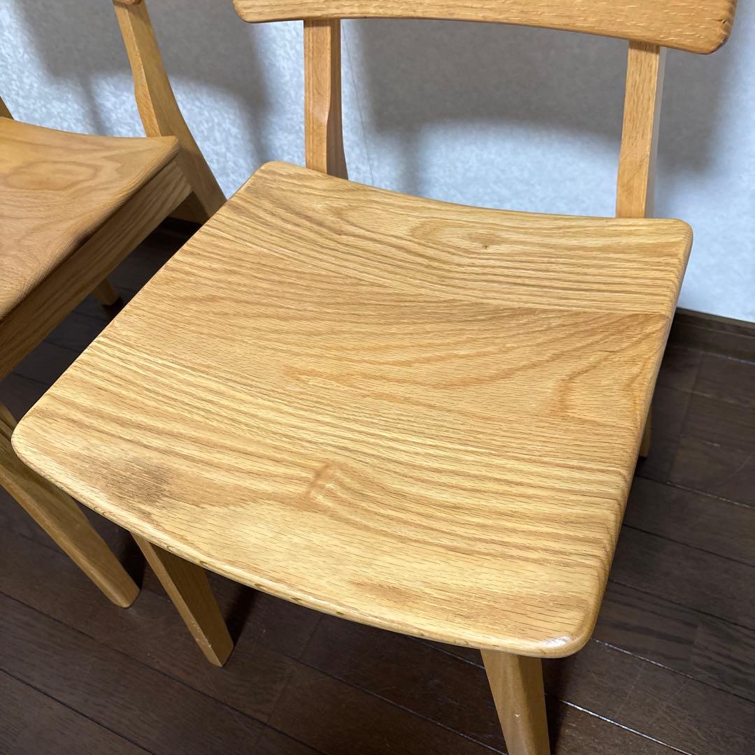 【良品】アサヒ木工 ダイニングチェア ２脚セット オーク材