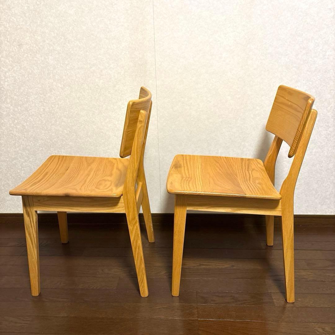 【良品】アサヒ木工 ダイニングチェア ２脚セット オーク材