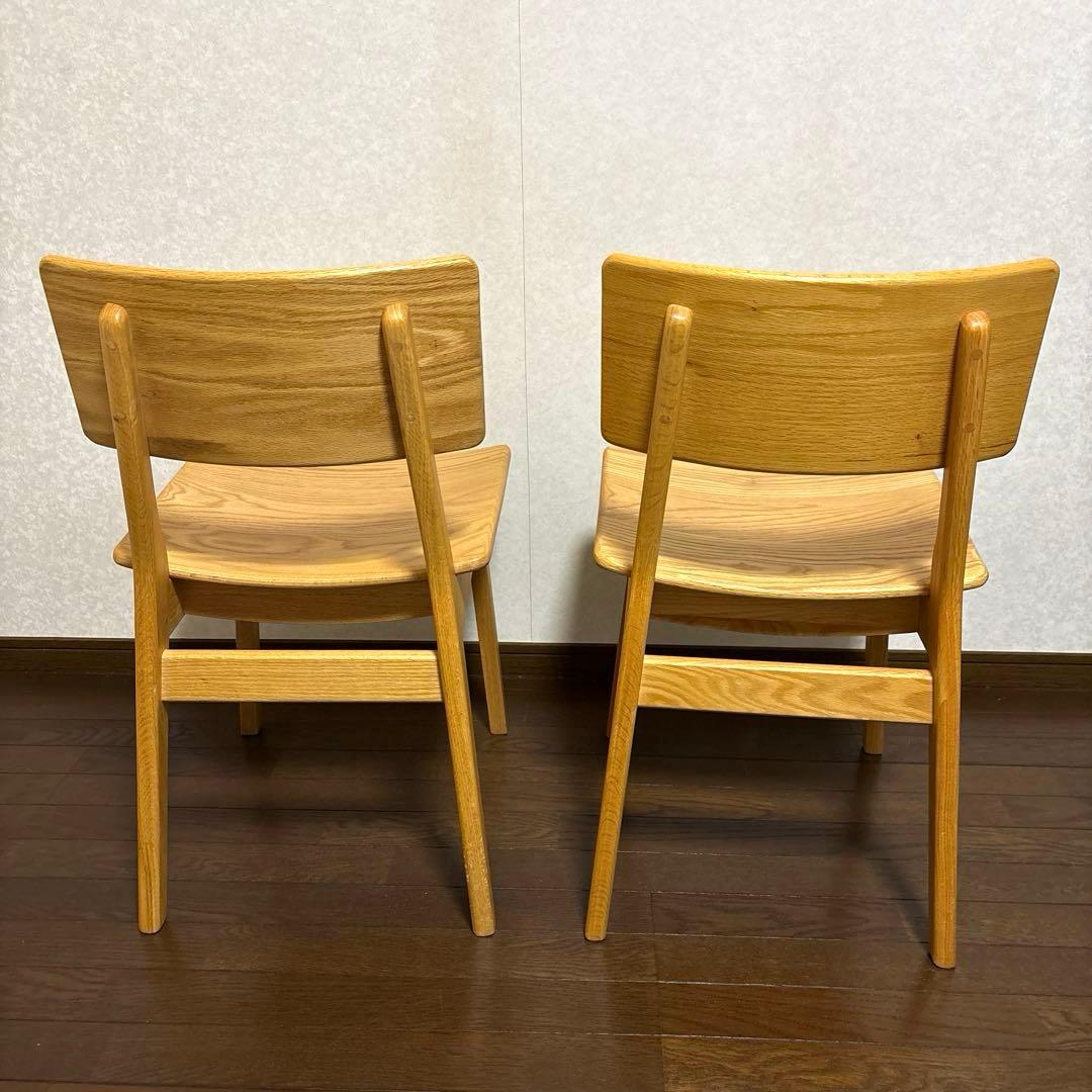【良品】アサヒ木工 ダイニングチェア ２脚セット オーク材