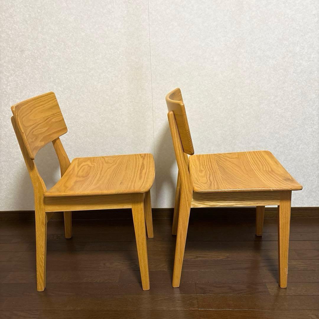 【良品】アサヒ木工 ダイニングチェア ２脚セット オーク材