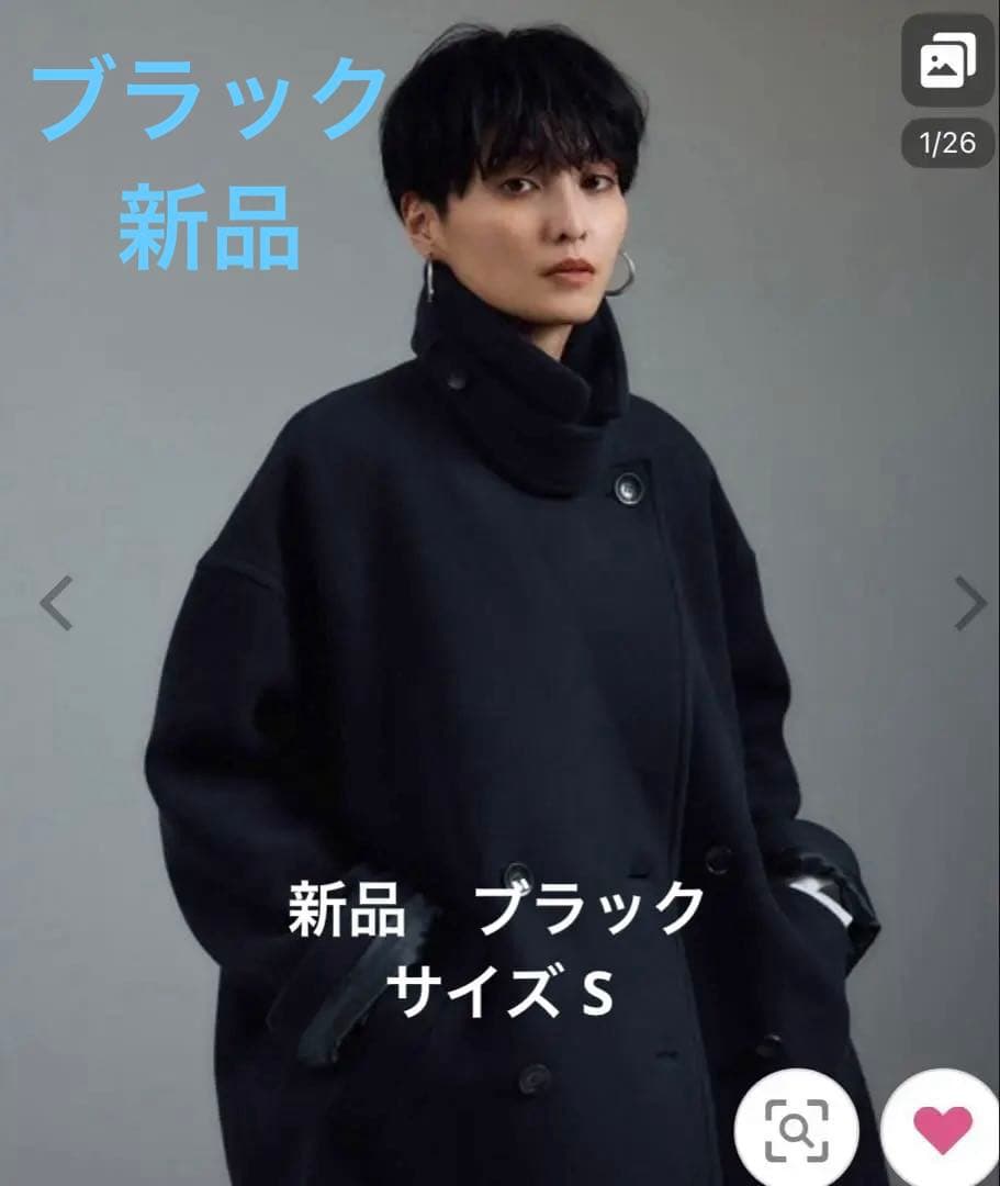 新品　SALON adam et ropé MANTECOウールPコート 黒