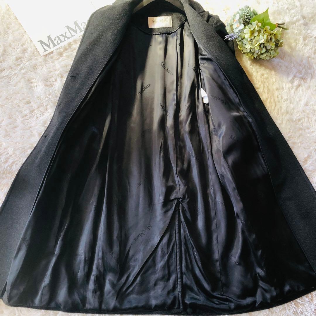 美品✨マックスマーラ ベルテッドコート 女優襟 2WAYダークグレー 36