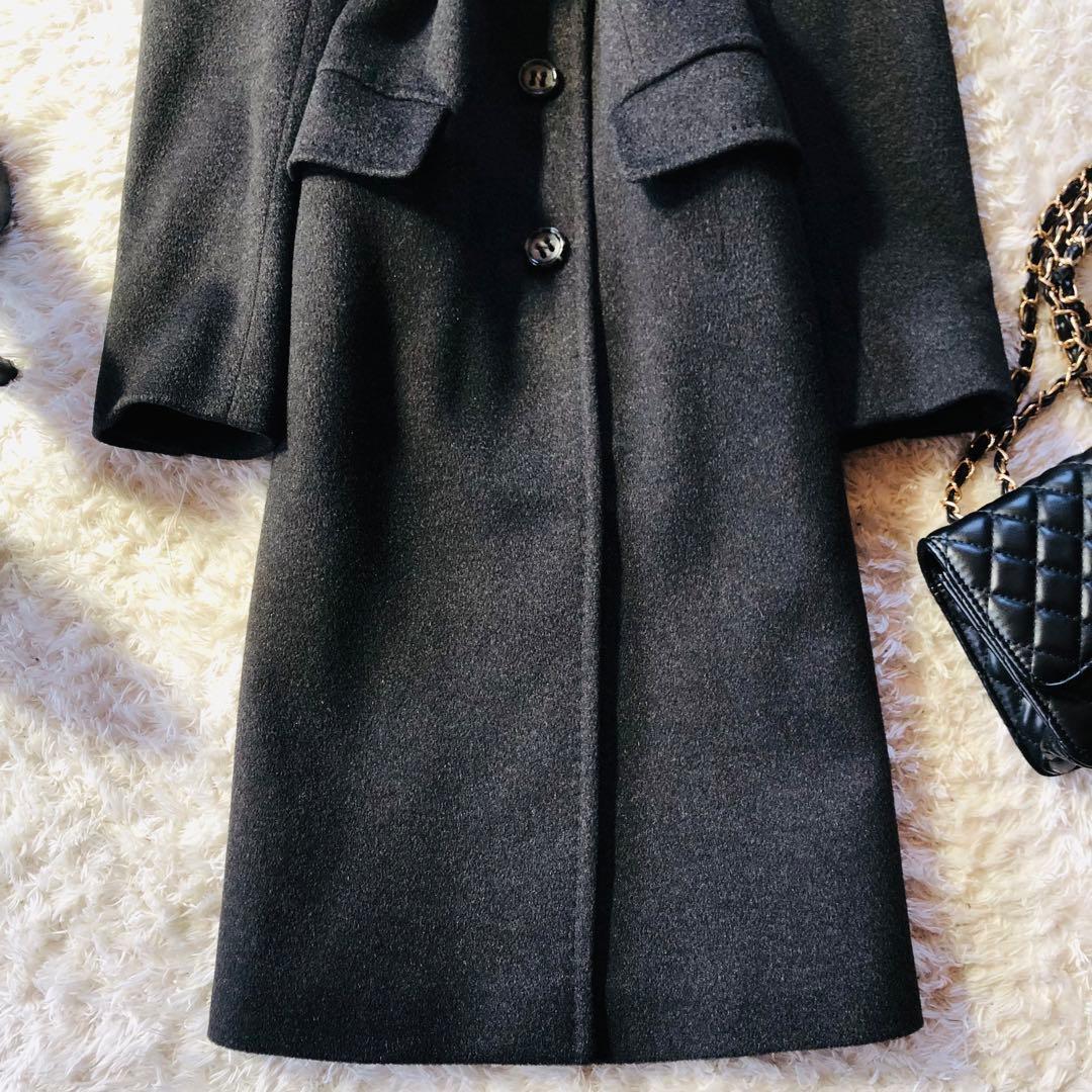 美品✨マックスマーラ ベルテッドコート 女優襟 2WAYダークグレー 36