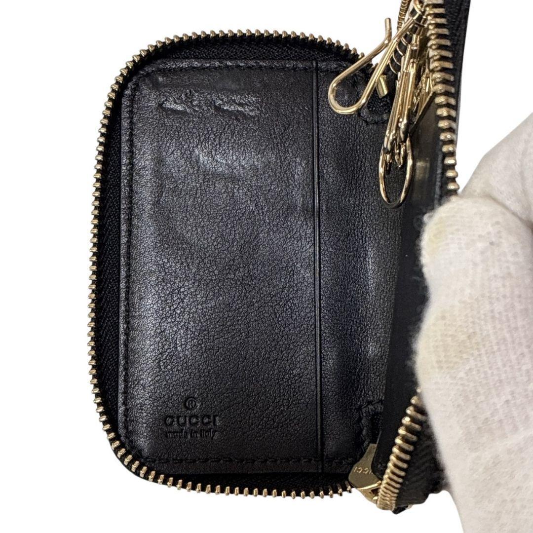 【美品】GUCCI グッチ 6連キーケース マイクログッチシマ 鍵 カード 黒