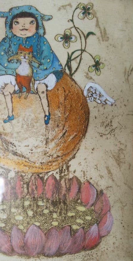 鷹塀三奈銅版画★「月の子」1／30