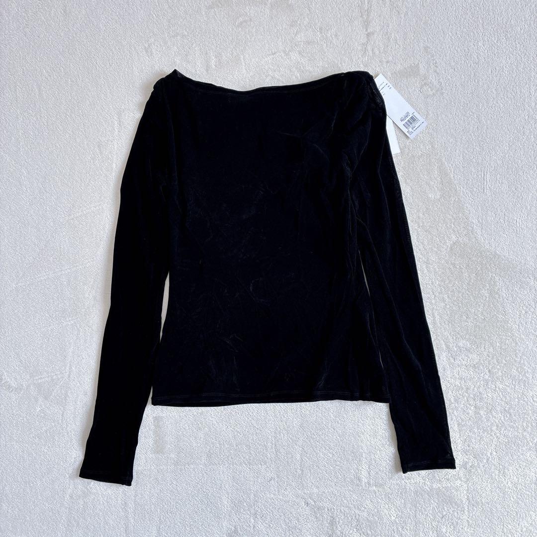 FRAY I.D アシメデコルテフロッキーチュールトップス　ブラック