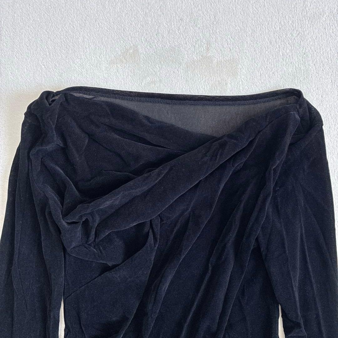 FRAY I.D アシメデコルテフロッキーチュールトップス　ブラック