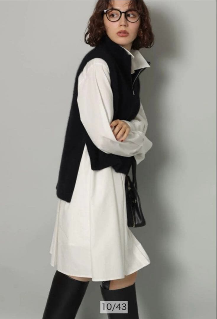 Arpege story アルページュストーリー ハーフジップFURベスト　黒