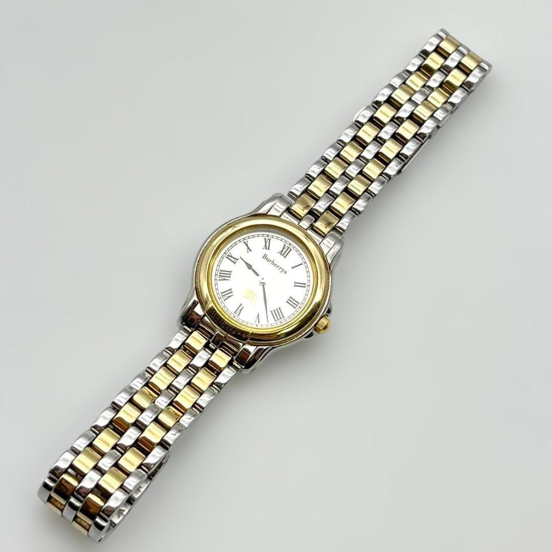 美品 バーバリー ホースロゴ 腕時計 電池交換済 90s ローマ表記 コンビ
