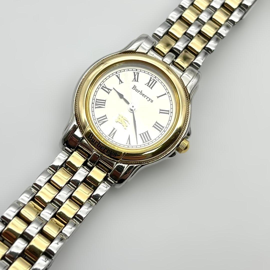 美品 バーバリー ホースロゴ 腕時計 電池交換済 90s ローマ表記 コンビ