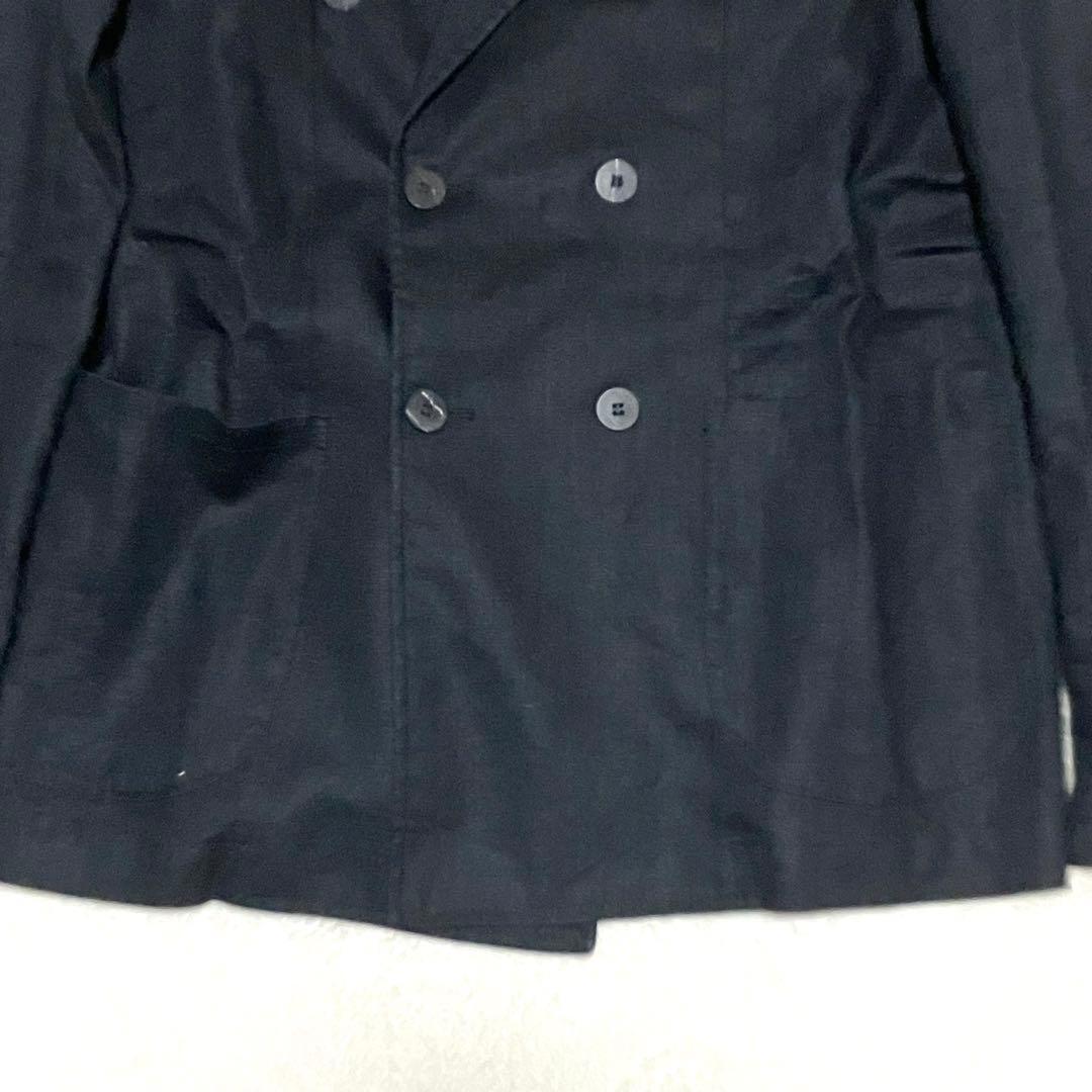 GIANNETTOテーラードジャケット 46 ダブルブレスト リネン ブラック