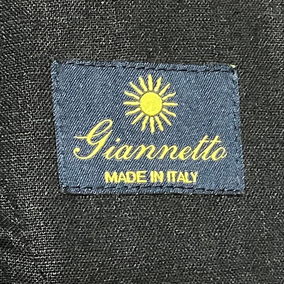 GIANNETTOテーラードジャケット 46 ダブルブレスト リネン ブラック