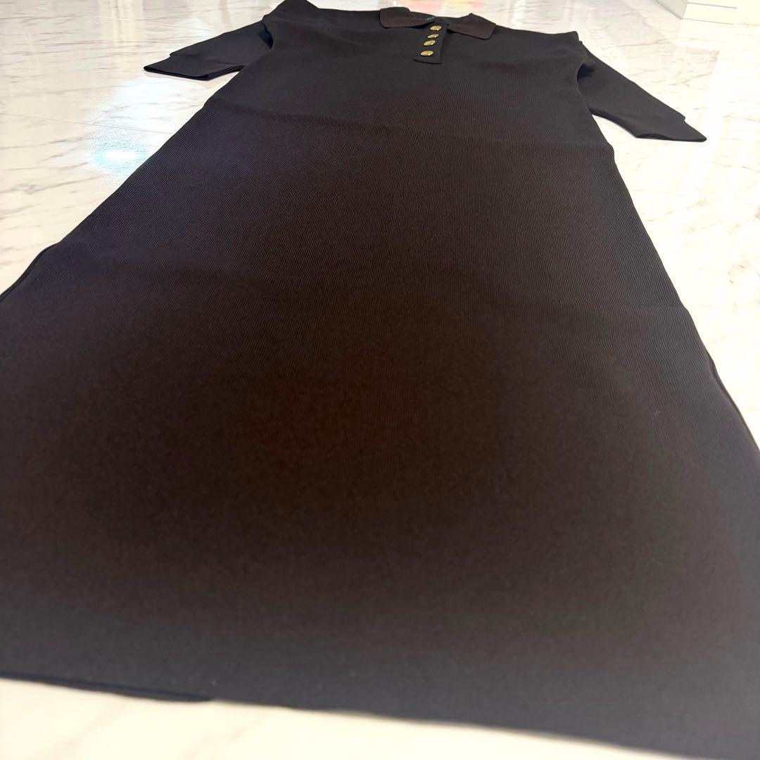 【未使用】2025✨️ノーブル ポロシャツ ニット ワンピース 美ライン ブラウン