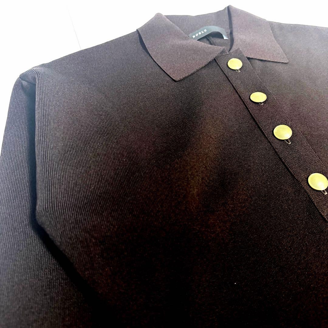 【未使用】2025✨️ノーブル ポロシャツ ニット ワンピース 美ライン ブラウン
