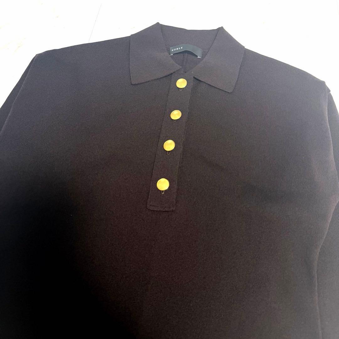 【未使用】2025✨️ノーブル ポロシャツ ニット ワンピース 美ライン ブラウン