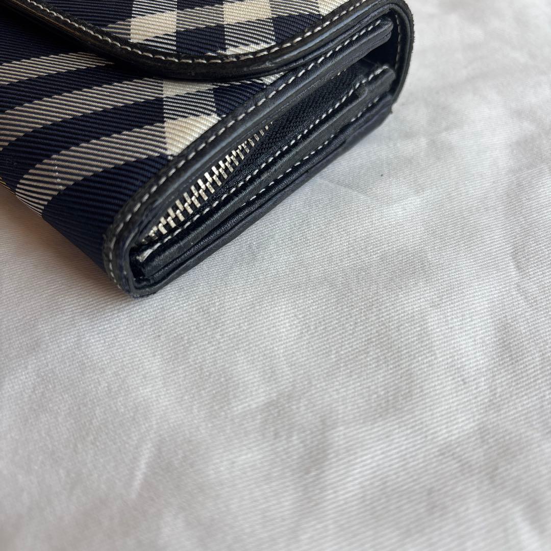 バーバリーブルーレーベル　長財布　ネイビーチェック