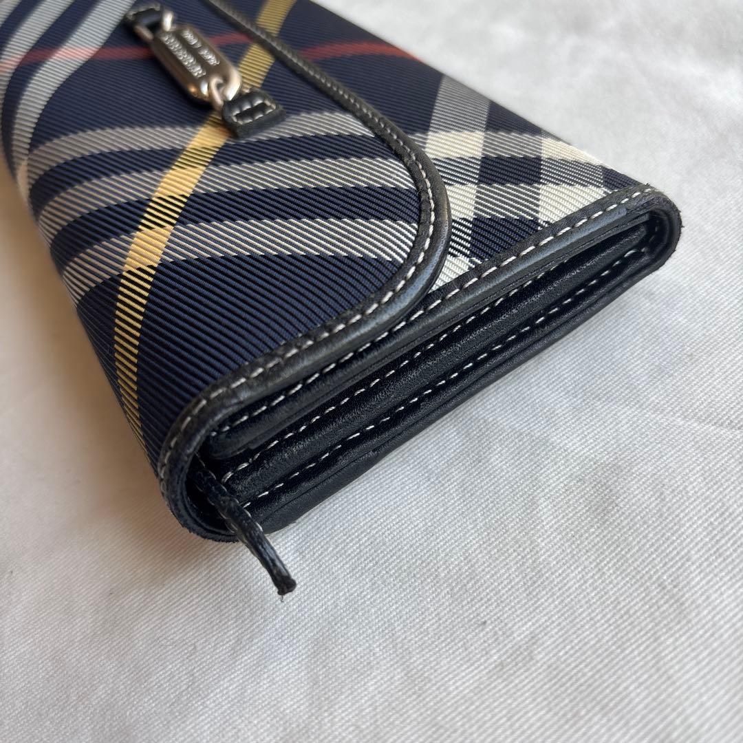 バーバリーブルーレーベル　長財布　ネイビーチェック