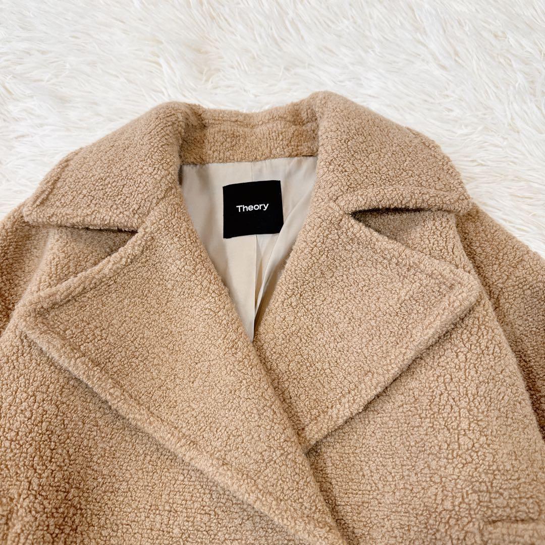美品　22AW セオリー 7万 TEDDY FLEECE ボアPコート キャメル